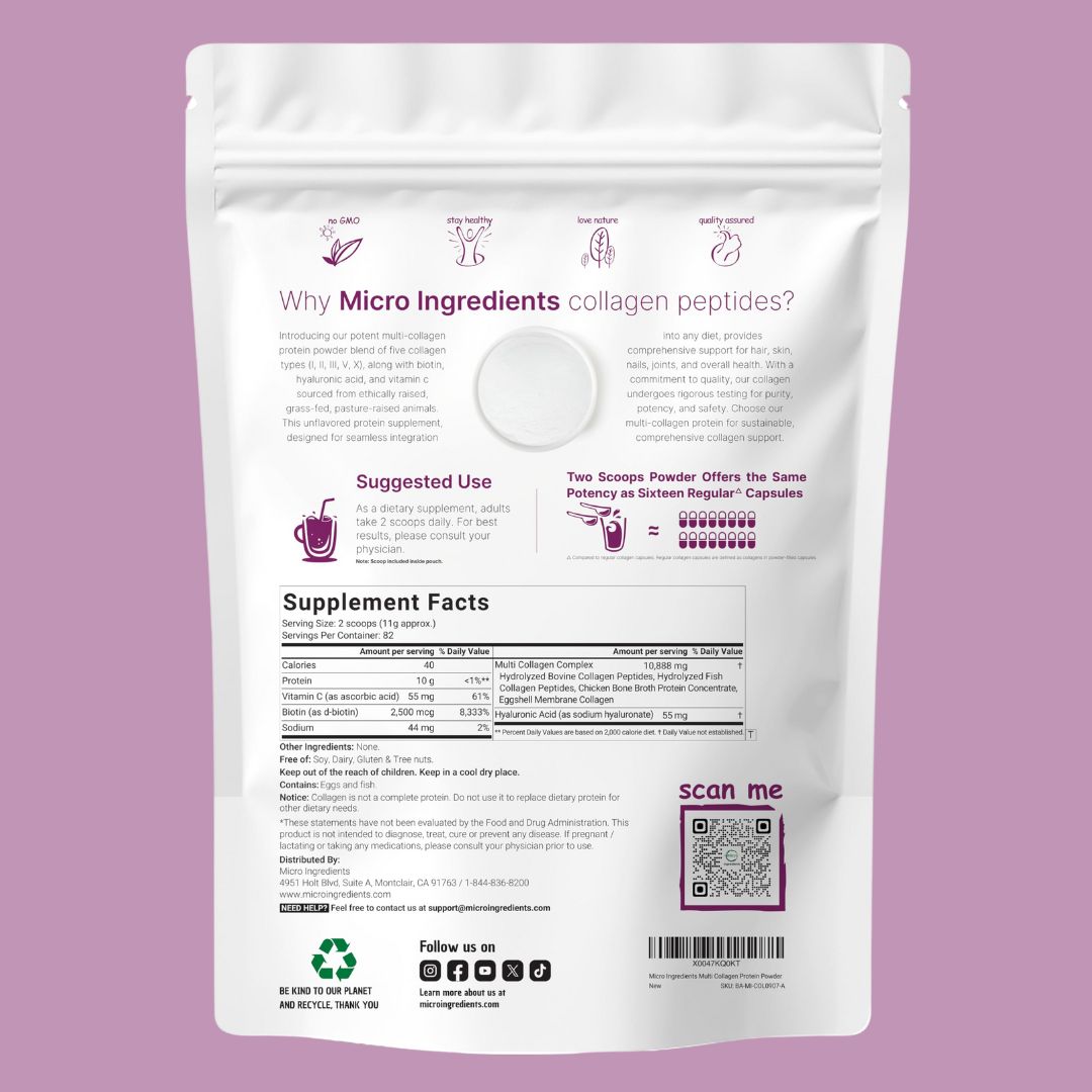 Multi Collagen Peptides Piel Firme, Cabello Fuerte, Articulaciones Sanas 🦴💜