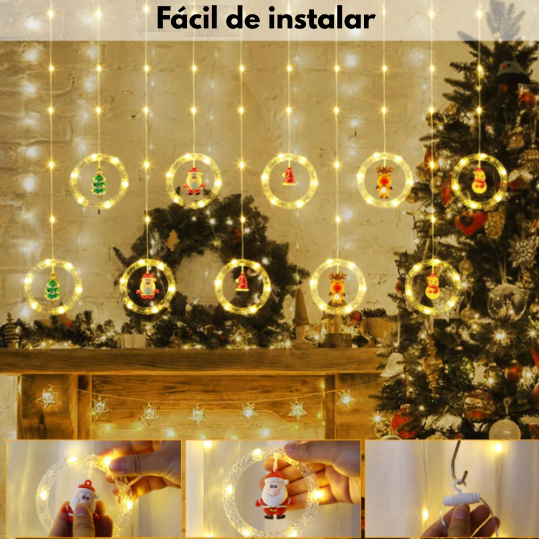 DecoLight™ Navidad LED – Muñeco colgante con aro luminoso 🎅