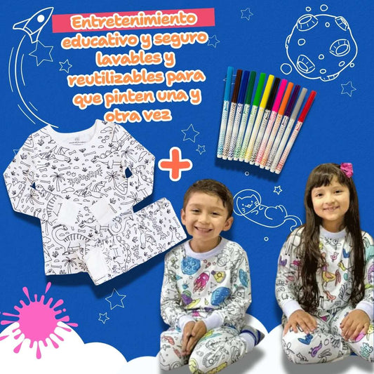 Pijamas para Pintar™ – Diversión creativa con colores lavables 🖍️