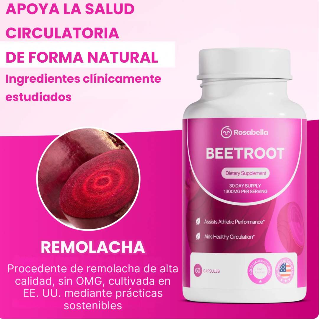 Rosabella Beet Root™ x 60 cáps – Circulación y energía natural desde dentro ❤️‍🩹
