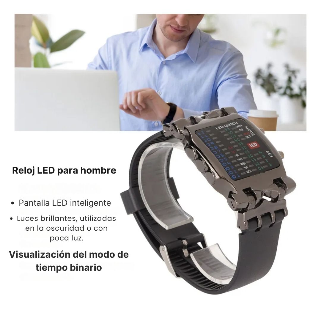 Binary LED Crab™ – Reloj binario con pantalla LED multicolor y brillo ajustable ⌚