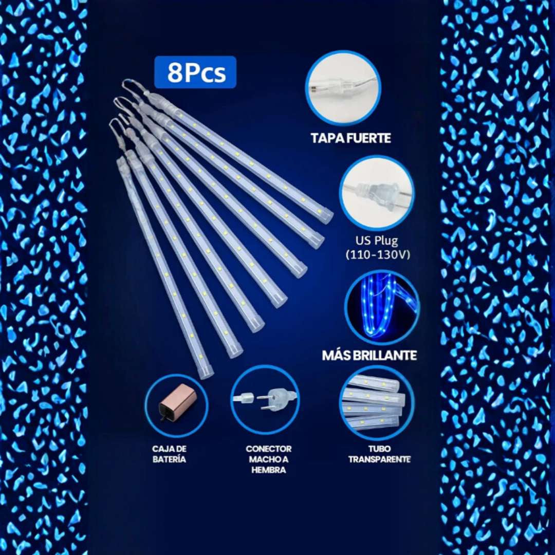 GalaxyDrop™ Luces LED Meteorito 8 Tubos – Brillo mágico dentro y fuera ✨