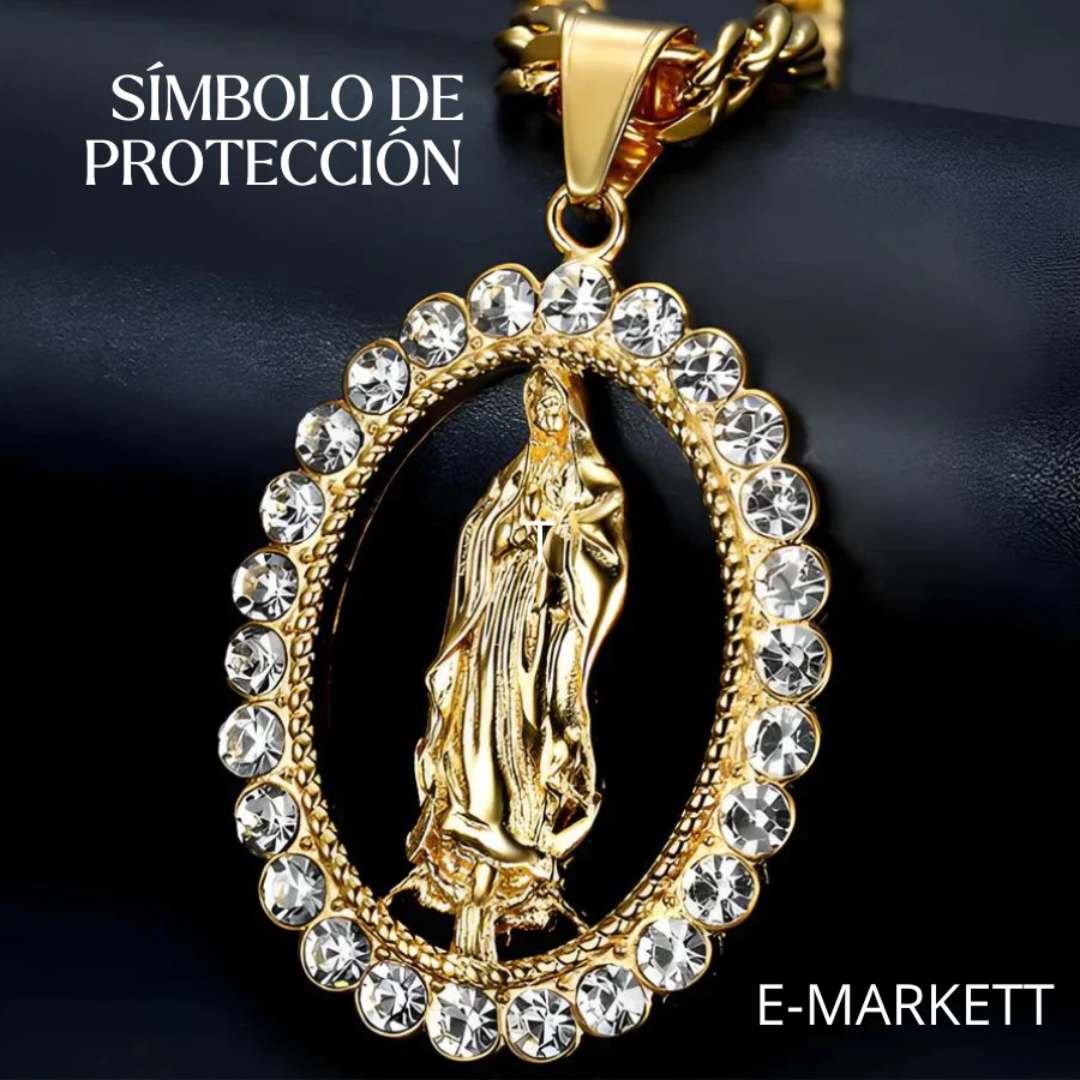 Collar Virgen María con Cristales – Elegancia y Protección 💎🙏