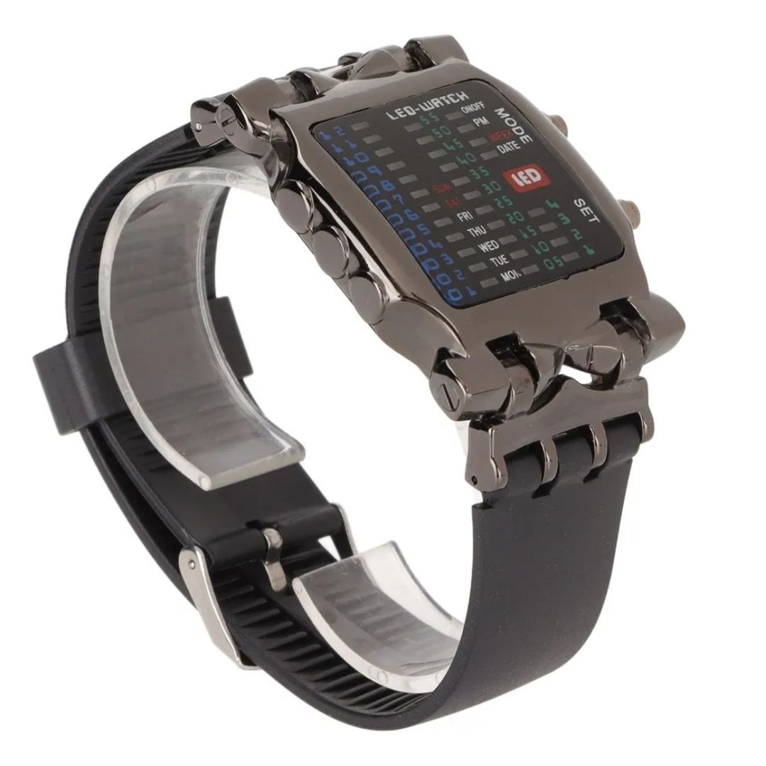 Binary LED Crab™ – Reloj binario con pantalla LED multicolor y brillo ajustable ⌚