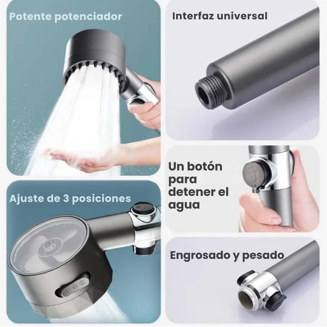 Ducha de Masaje Multifuncional™ – 3 Modos + Filtro Purificador 🚿