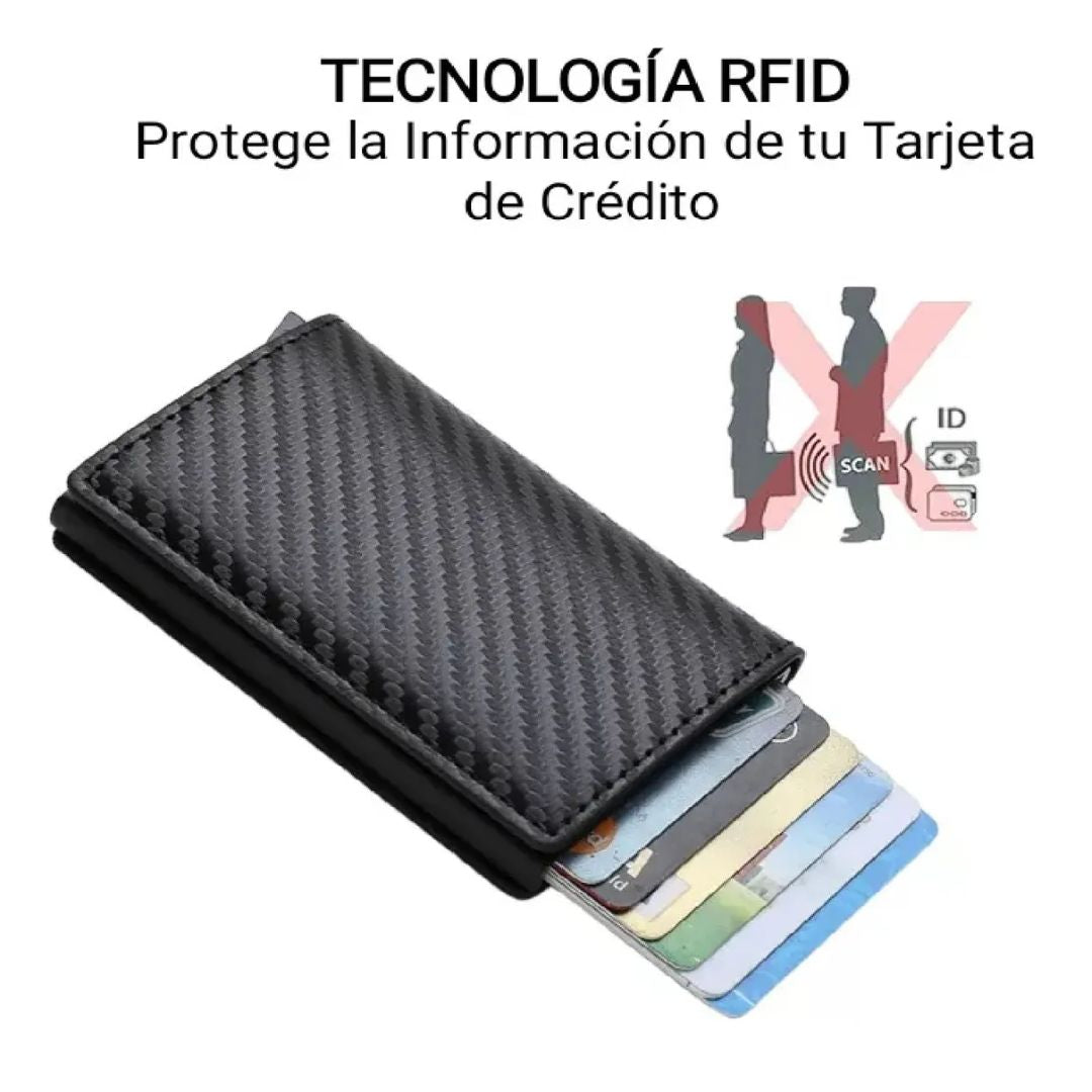 Billetera Tarjetero Automática RFID en Fibra de Carbono – Seguridad y Estilo en tu Bolsillo 🔒
