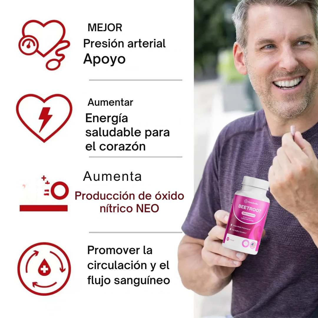 Rosabella Beet Root™ x 60 cáps – Circulación y energía natural desde dentro ❤️‍🩹