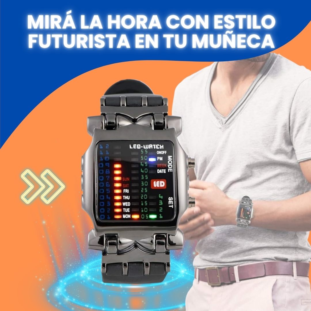 Binary LED Crab™ – Reloj binario con pantalla LED multicolor y brillo ajustable ⌚