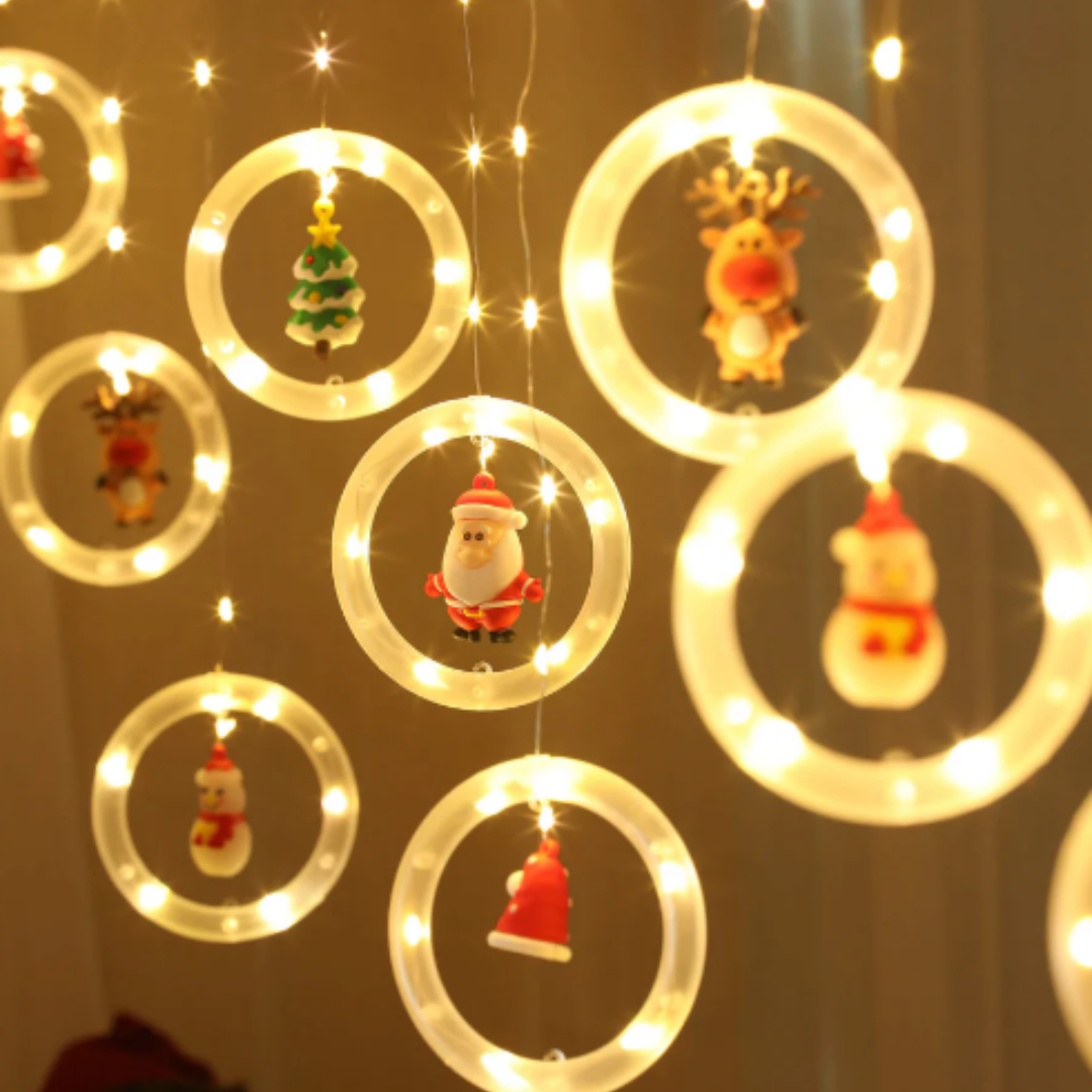 DecoLight™ Navidad LED – Muñeco colgante con aro luminoso 🎅