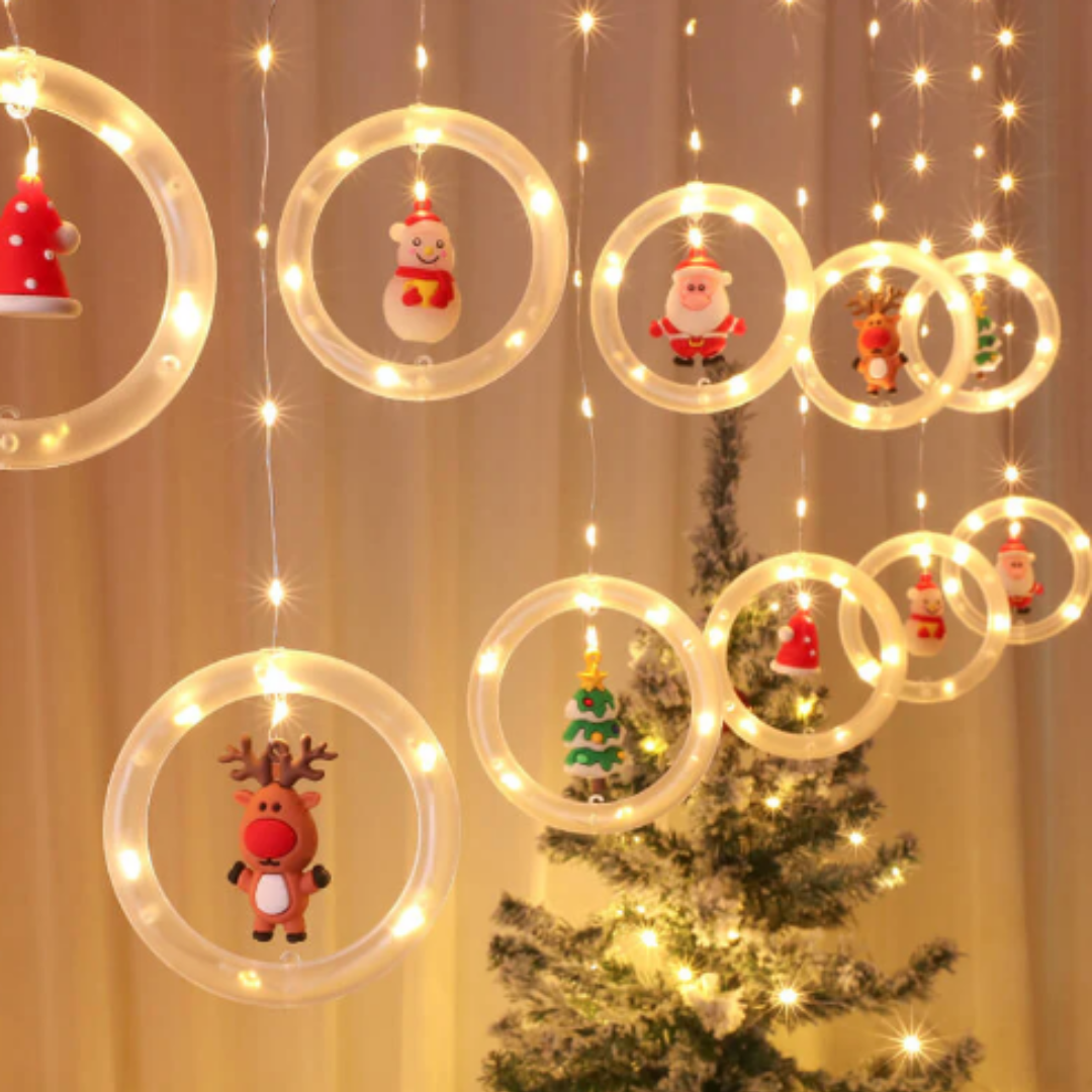 DecoLight™ Navidad LED – Muñeco colgante con aro luminoso 🎅
