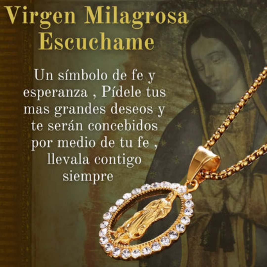 Collar Virgen María con Cristales – Elegancia y Protección 💎🙏