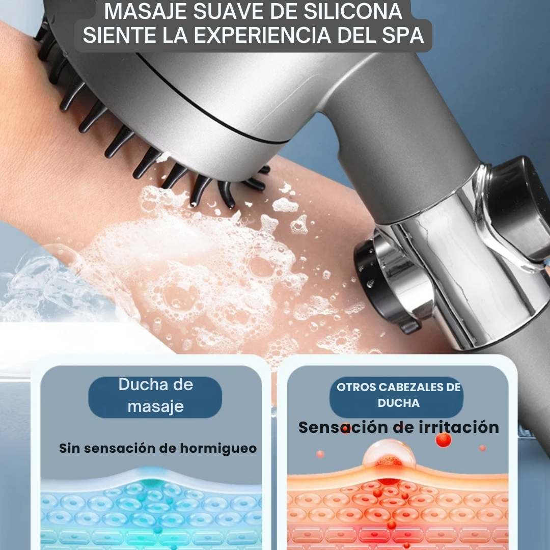 Ducha de Masaje Multifuncional™ – 3 Modos + Filtro Purificador 🚿