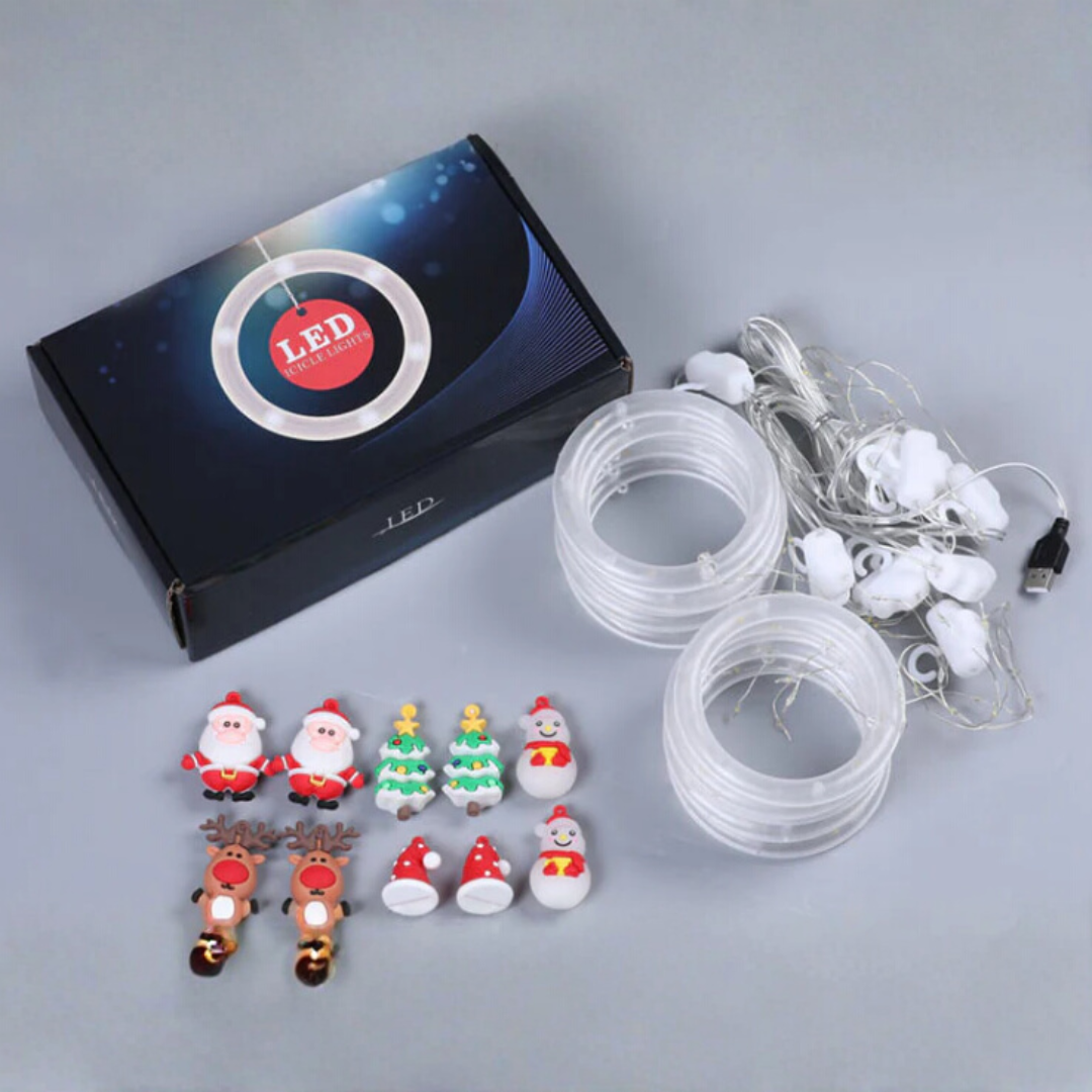 DecoLight™ Navidad LED – Muñeco colgante con aro luminoso 🎅