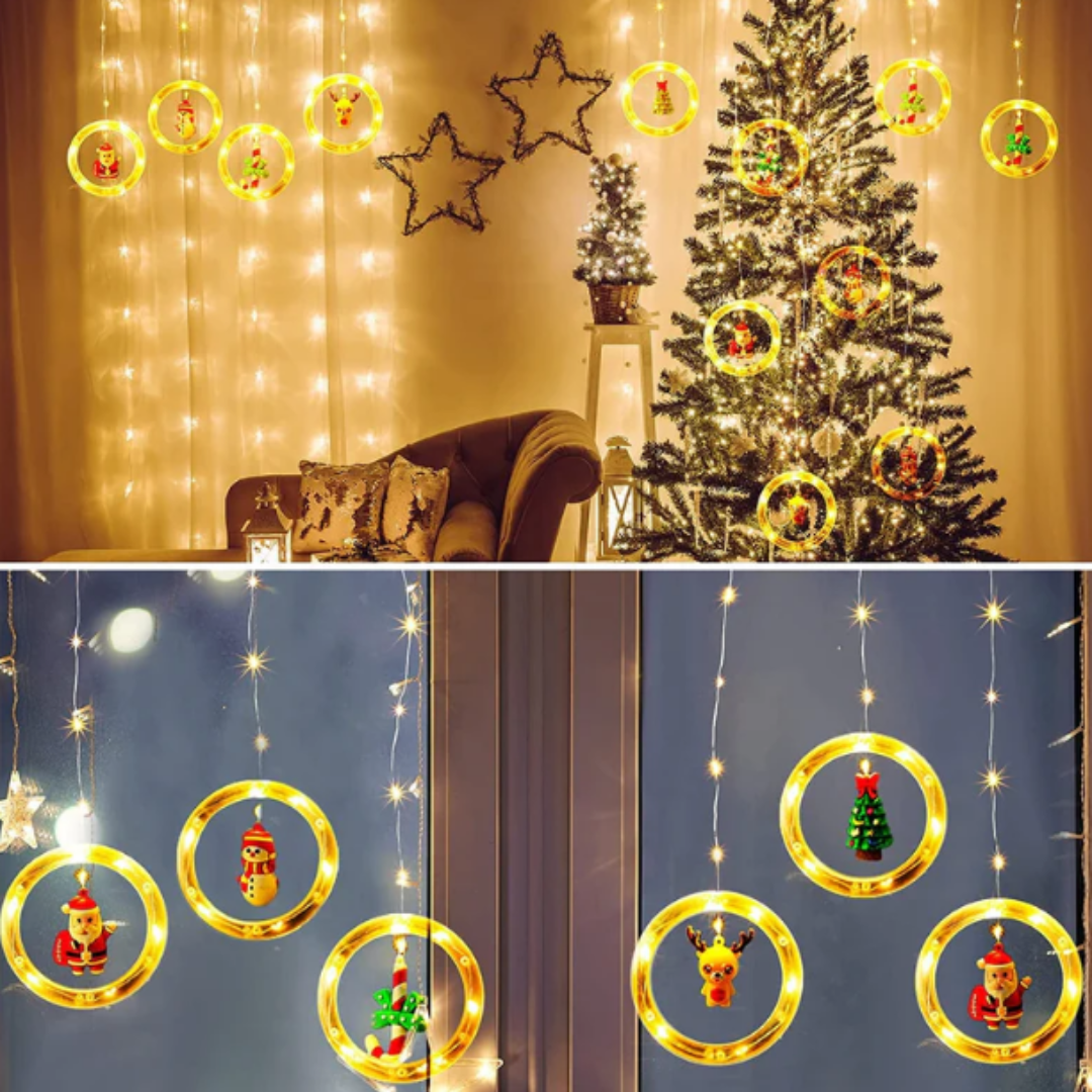 DecoLight™ Navidad LED – Muñeco colgante con aro luminoso 🎅
