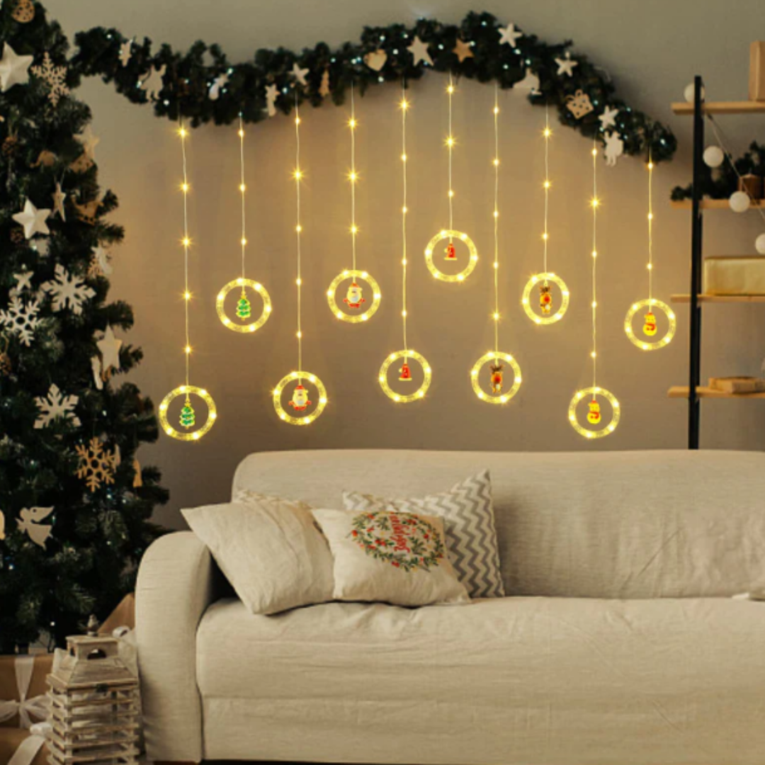 DecoLight™ Navidad LED – Muñeco colgante con aro luminoso 🎅