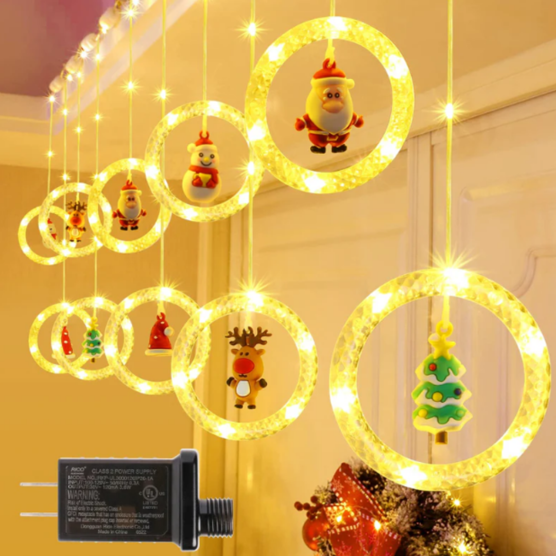 DecoLight™ Navidad LED – Muñeco colgante con aro luminoso 🎅