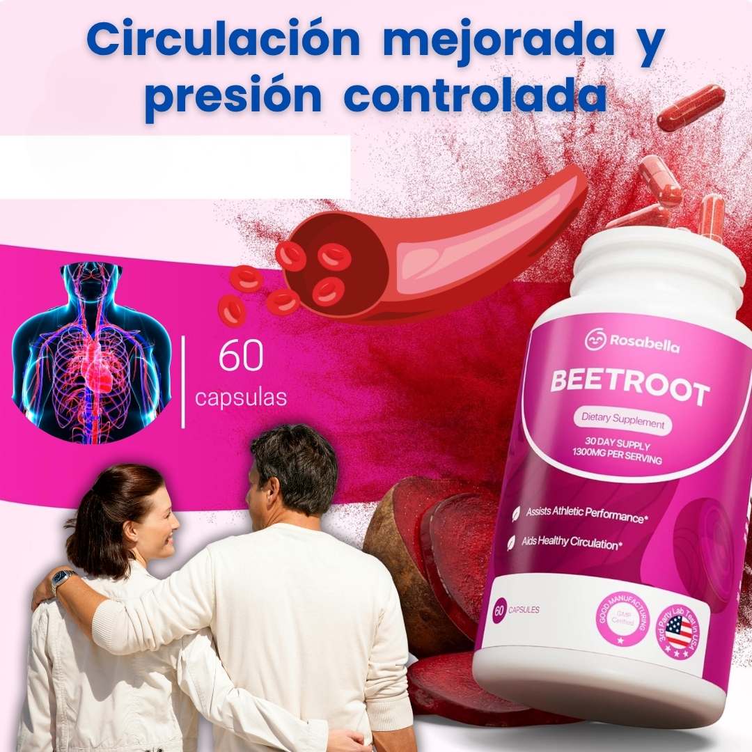 Rosabella Beet Root™ x 60 cáps – Circulación y energía natural desde dentro ❤️‍🩹