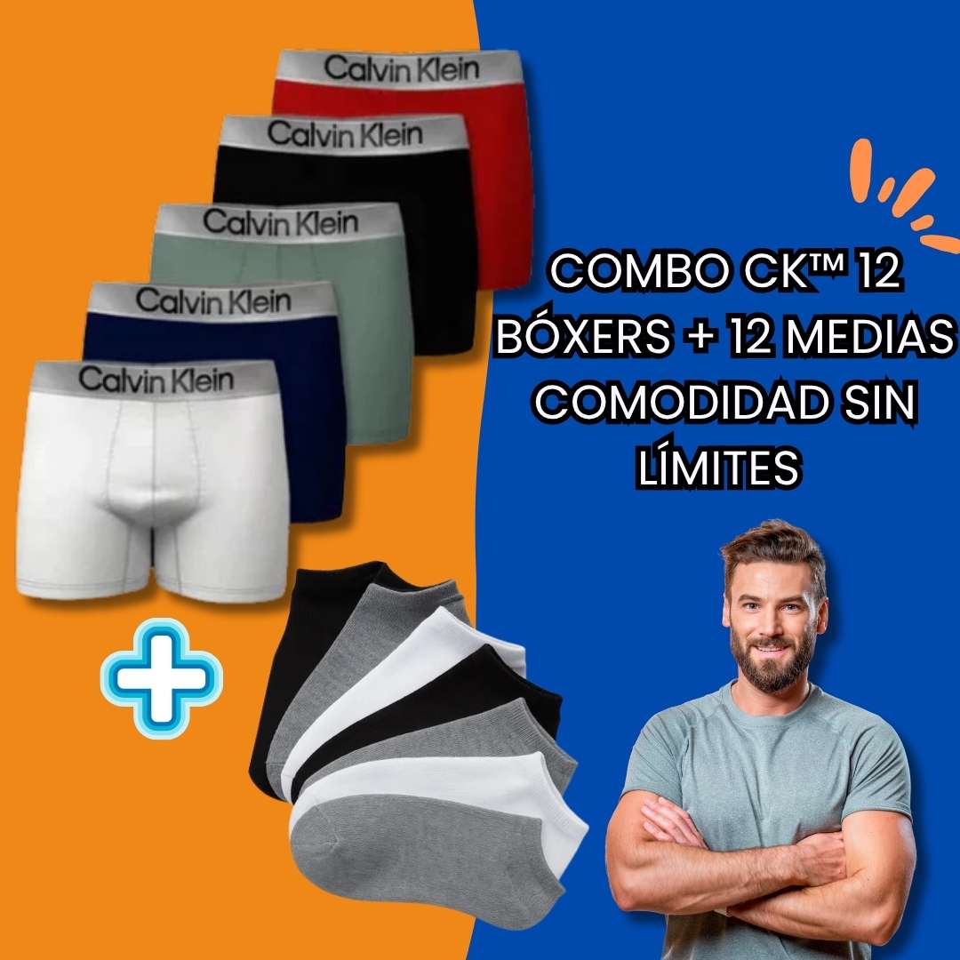 Combo CK ™ 12 Bóxers + 12 Medias – Comodidad sin límites 🧦🩲