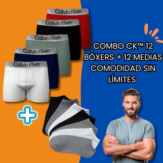 Combo CK ™ 12 Bóxers + 12 Medias – Comodidad sin límites 🧦🩲
