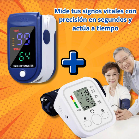 Combo Salud Vital™ – Tensiómetro Digital + Oxímetro de Pulso ♥️
