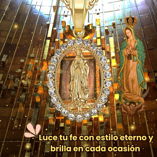 Collar Virgen María con Cristales – Elegancia y Protección 💎🙏