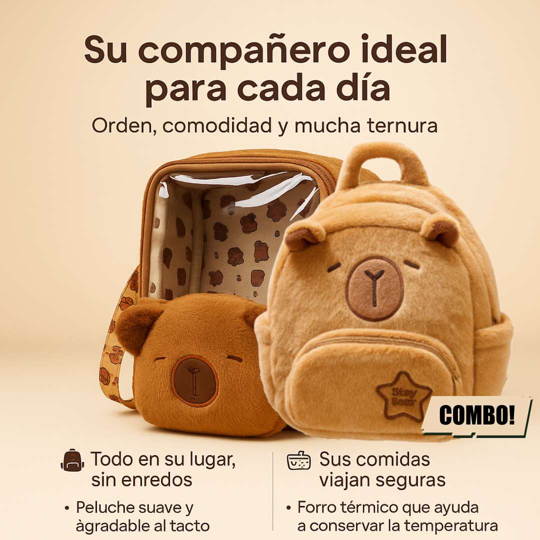 Combo CapyBag™ Mochila + Lonchera Térmica 🧸