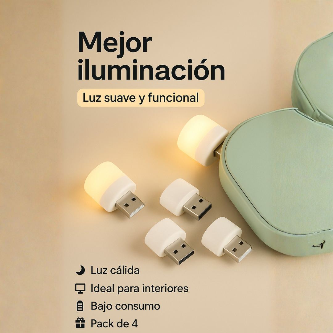 LumiDesk USB™ x4 – Luz práctica diaria 💡