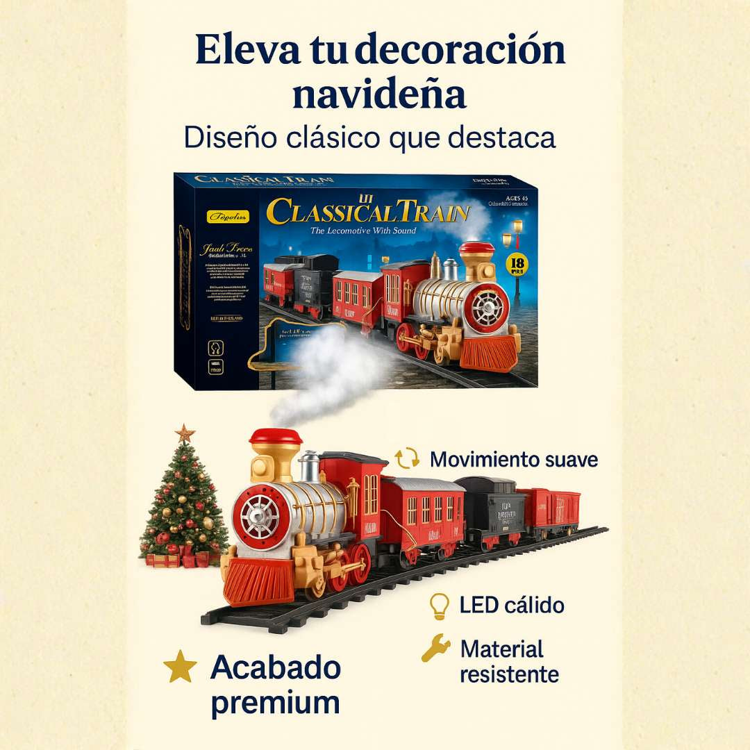 TrenNavidad™ Clásico con Humo – Magia en tu hogar 🎄
